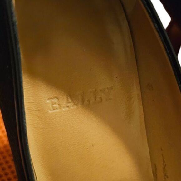 BALLY "Sitelle" Black Pinstriped Cloth Heels‎ - Size 37 1/2 - Picture 8 of 9